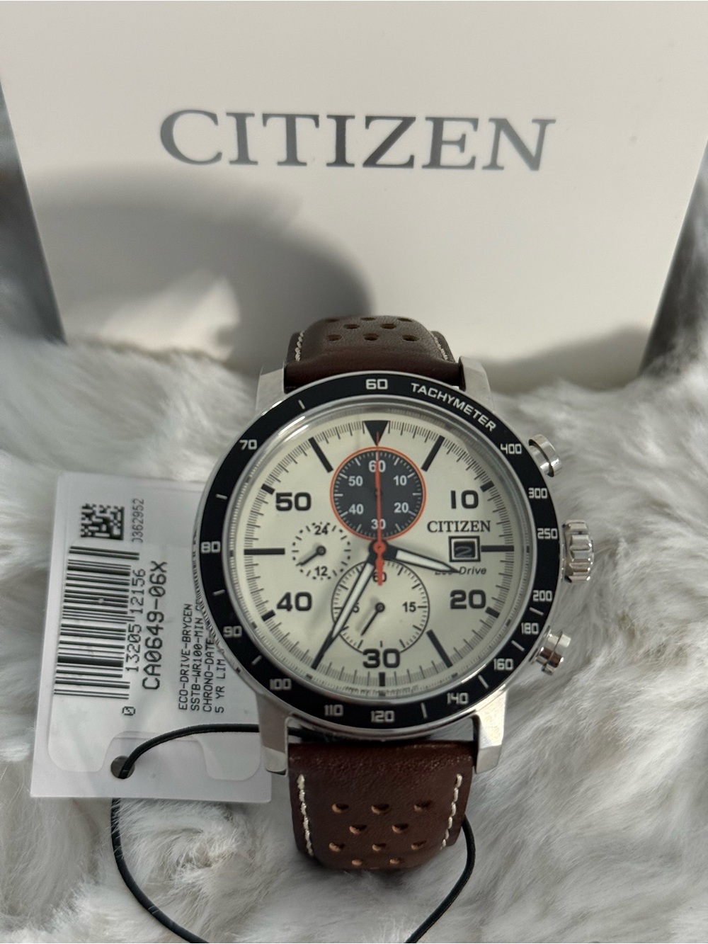 Citizen Brycen Eco-Drive Chronograph CA0649-06X Cream Dial NWT Box